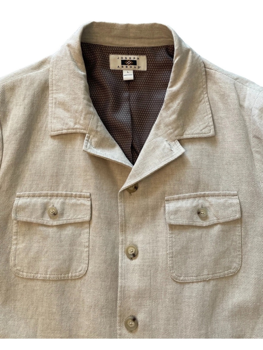Joseph Abboud Men's Cream Lightweight Linen/Cotton Jacket - Size L - Picture 5 of 13